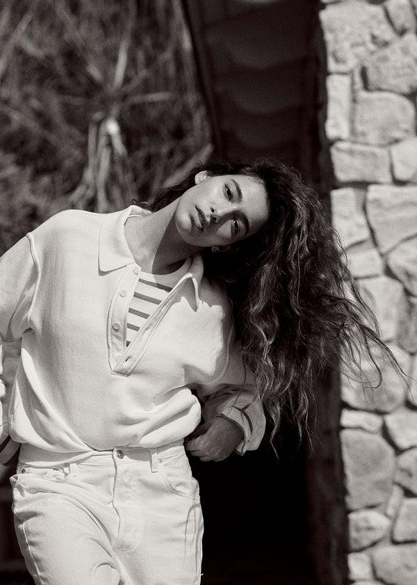 Gold Sign Remi Collared Pullover In Pashmina