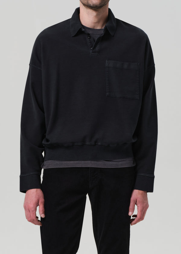 Gold Sign Rugby Polo In Charred Cedar