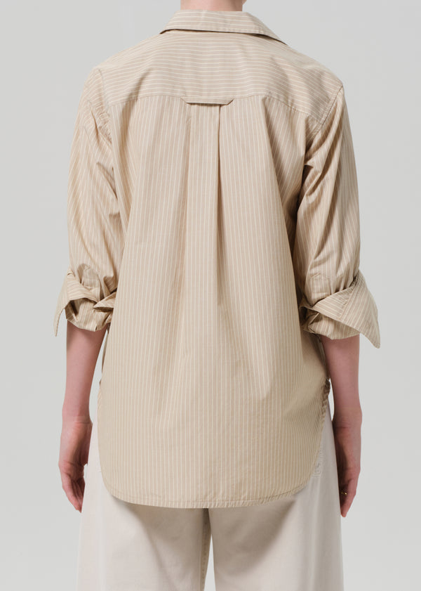 Gold Sign Shay Shirt In Khaki Stripe