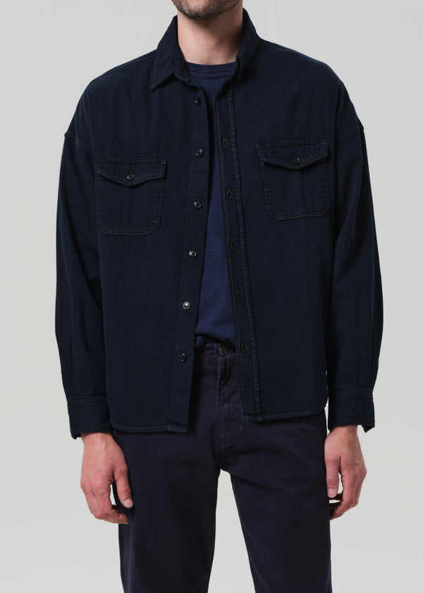 Gold Sign Shigoto Shirt In Dark Indigo