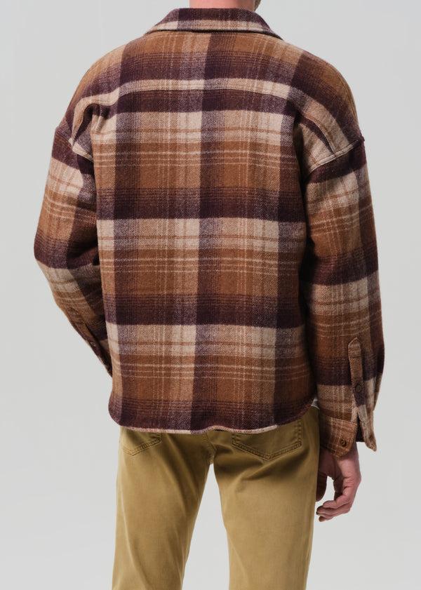 Gold Sign Shigoto Shirt Jacket In Tan Plaid