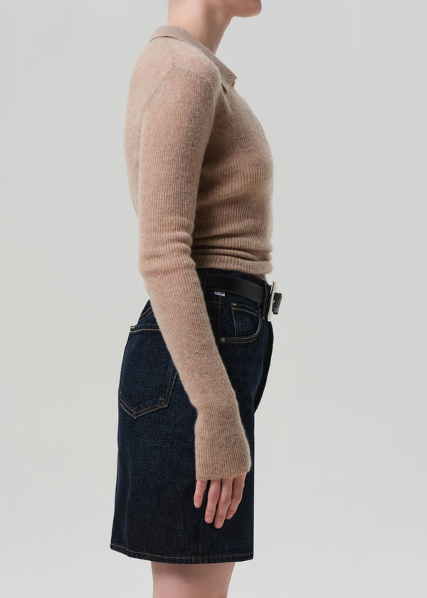 Gold Sign Simone Polo Sweater In Mushroom