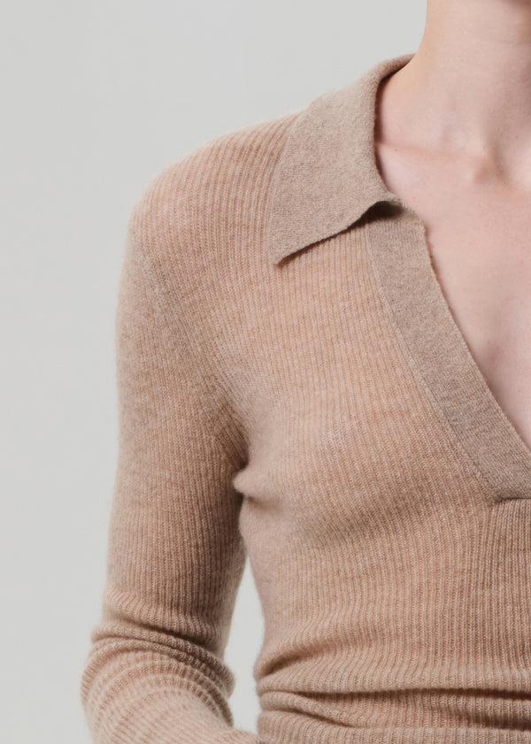 Gold Sign Simone Polo Sweater In Mushroom