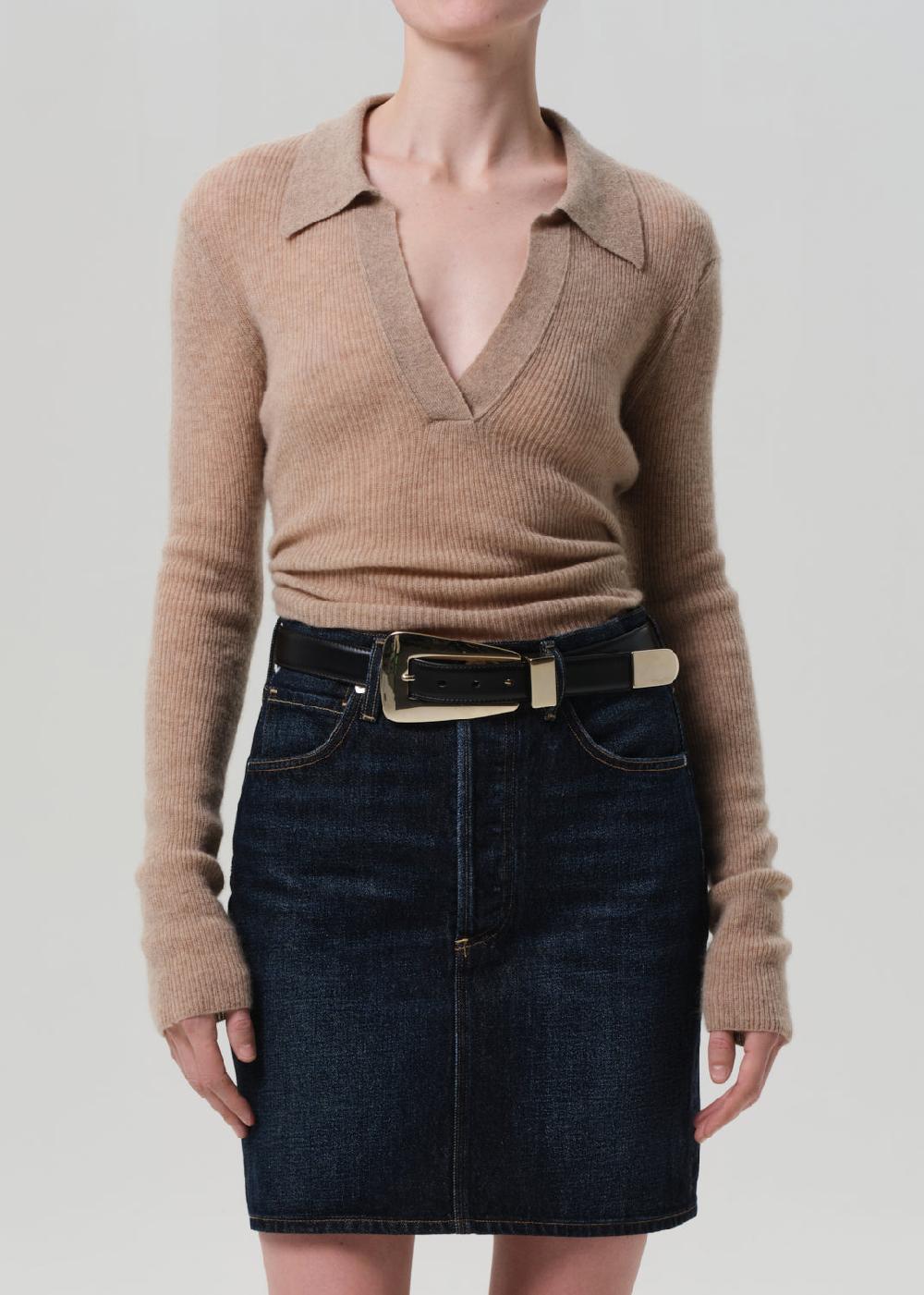 gold sign Simone Polo Sweater In Mushroom
