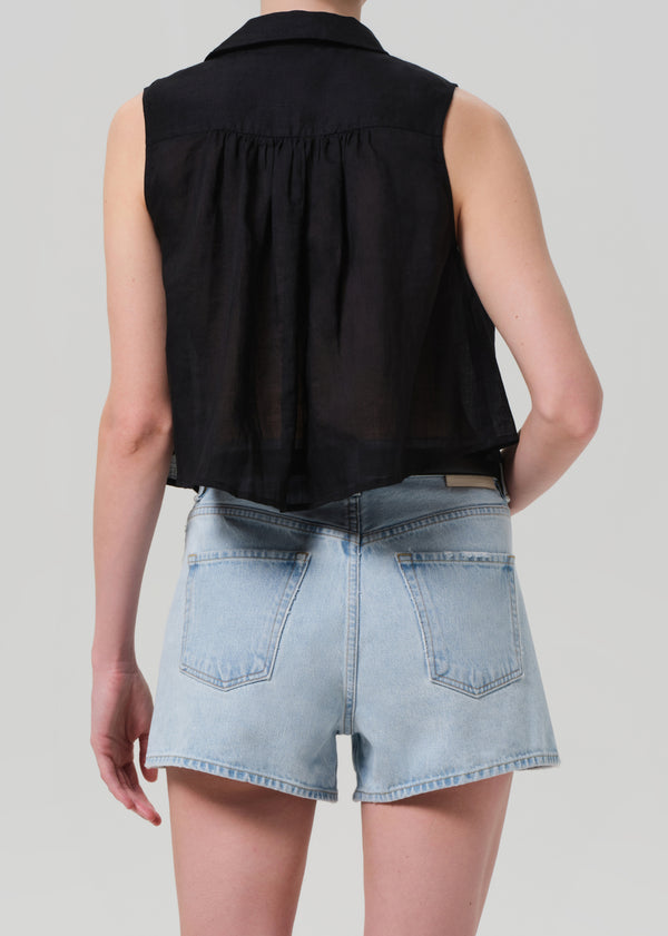 Gold Sign Sleeveless Ambrose Top In Black