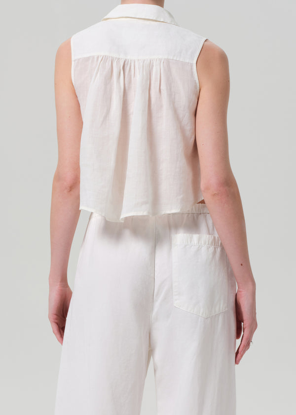 Gold Sign Sleeveless Ambrose Top In Vanilla
