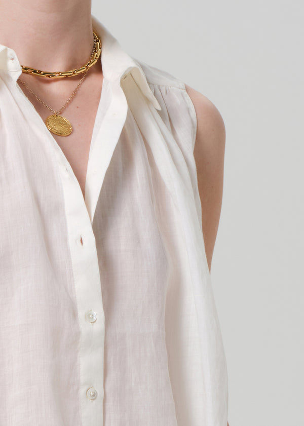 Gold Sign Sleeveless Ambrose Top In Vanilla