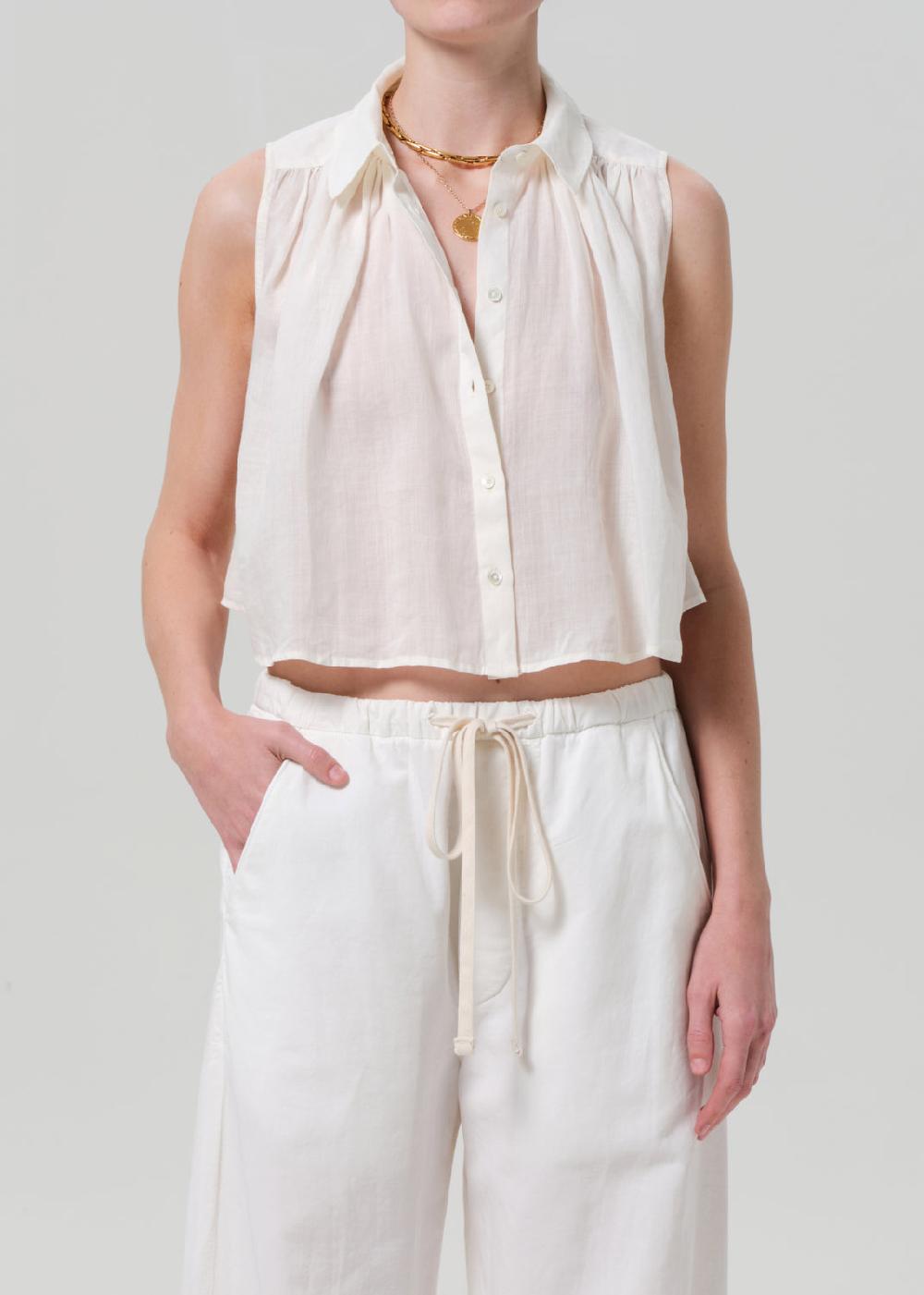 gold sign Sleeveless Ambrose Top In Vanilla