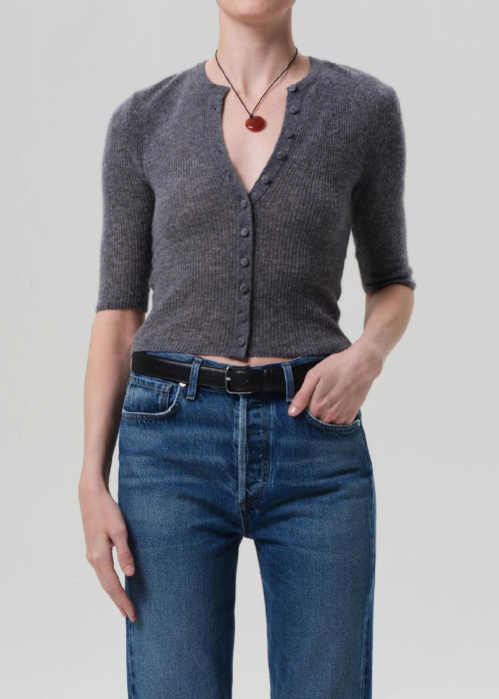 gold sign Tabitha Cardigan In Charcoal Heather