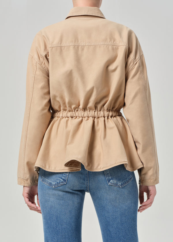 Gold Sign Utility Cinched Jacket In Tiramisu