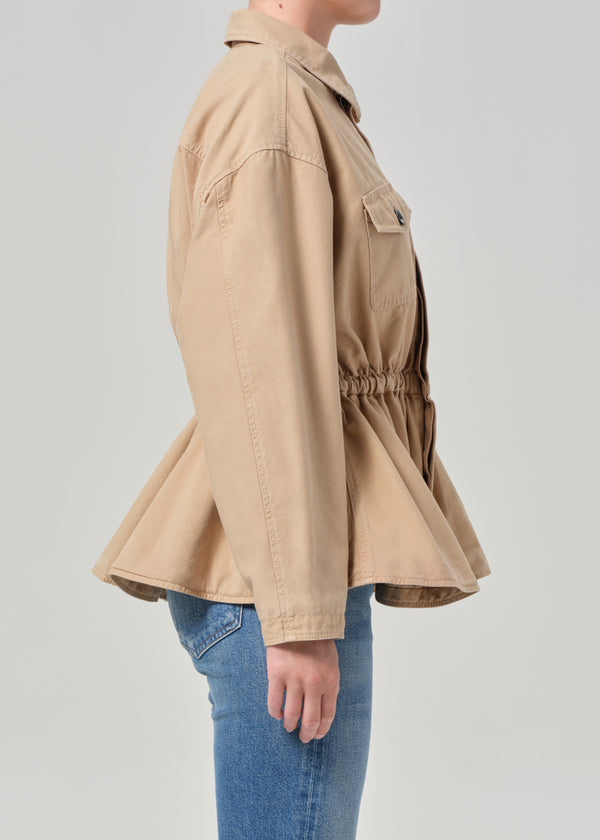 Gold Sign Utility Cinched Jacket In Tiramisu