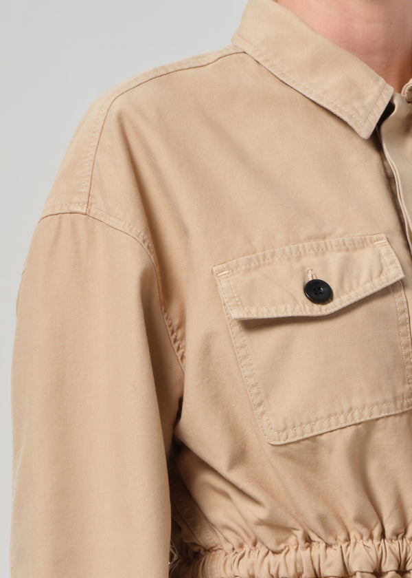 Gold Sign Utility Cinched Jacket In Tiramisu