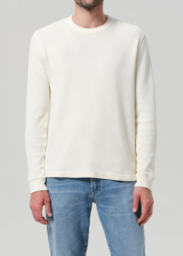 Gold Sign Waffle Crewneck In Canvas