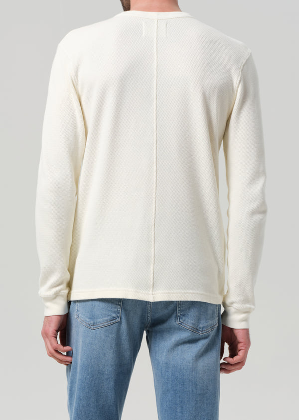 Gold Sign Waffle Crewneck In Canvas