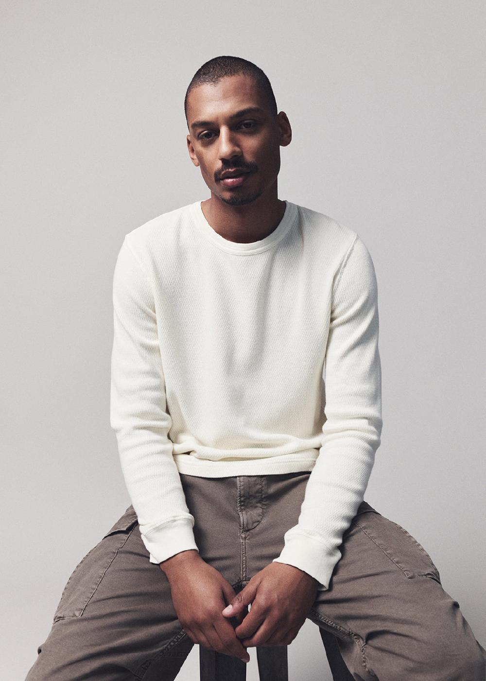 gold sign Waffle Crewneck In Canvas