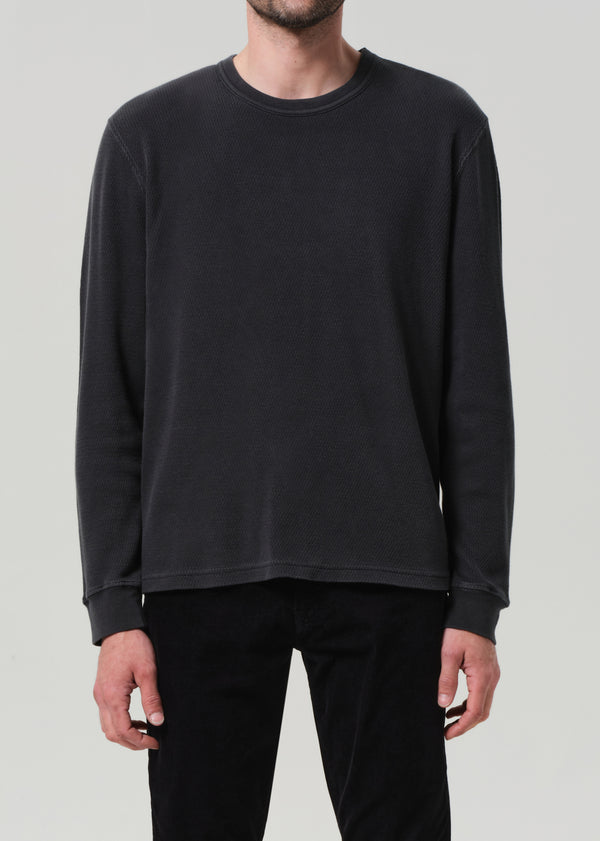 Gold Sign Waffle Crewneck In Charred Cedar