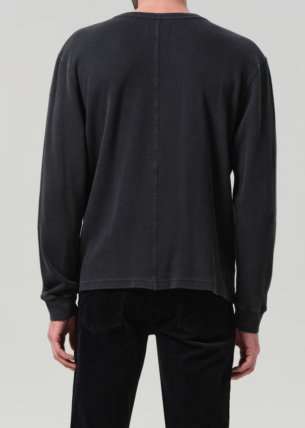 Gold Sign Waffle Crewneck In Charred Cedar