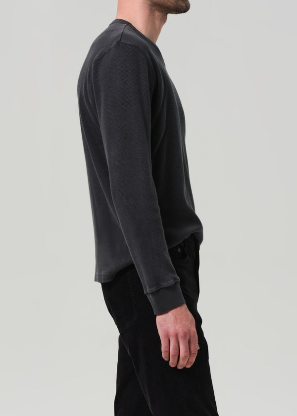 Gold Sign Waffle Crewneck In Charred Cedar