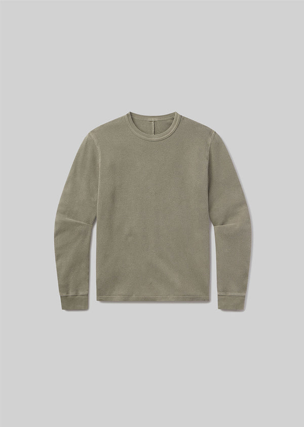 Gold Sign Waffle Crewneck In Fatigue