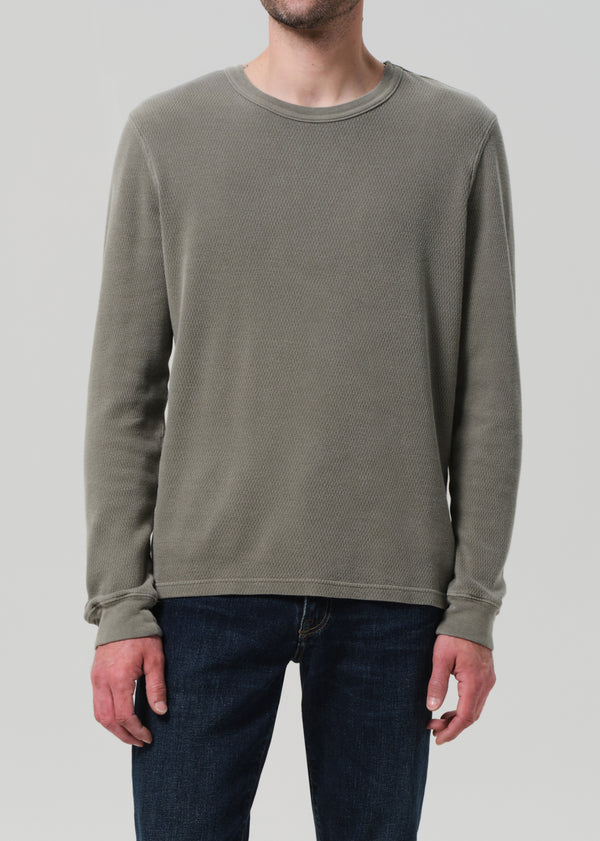 Gold Sign Waffle Crewneck In Fatigue