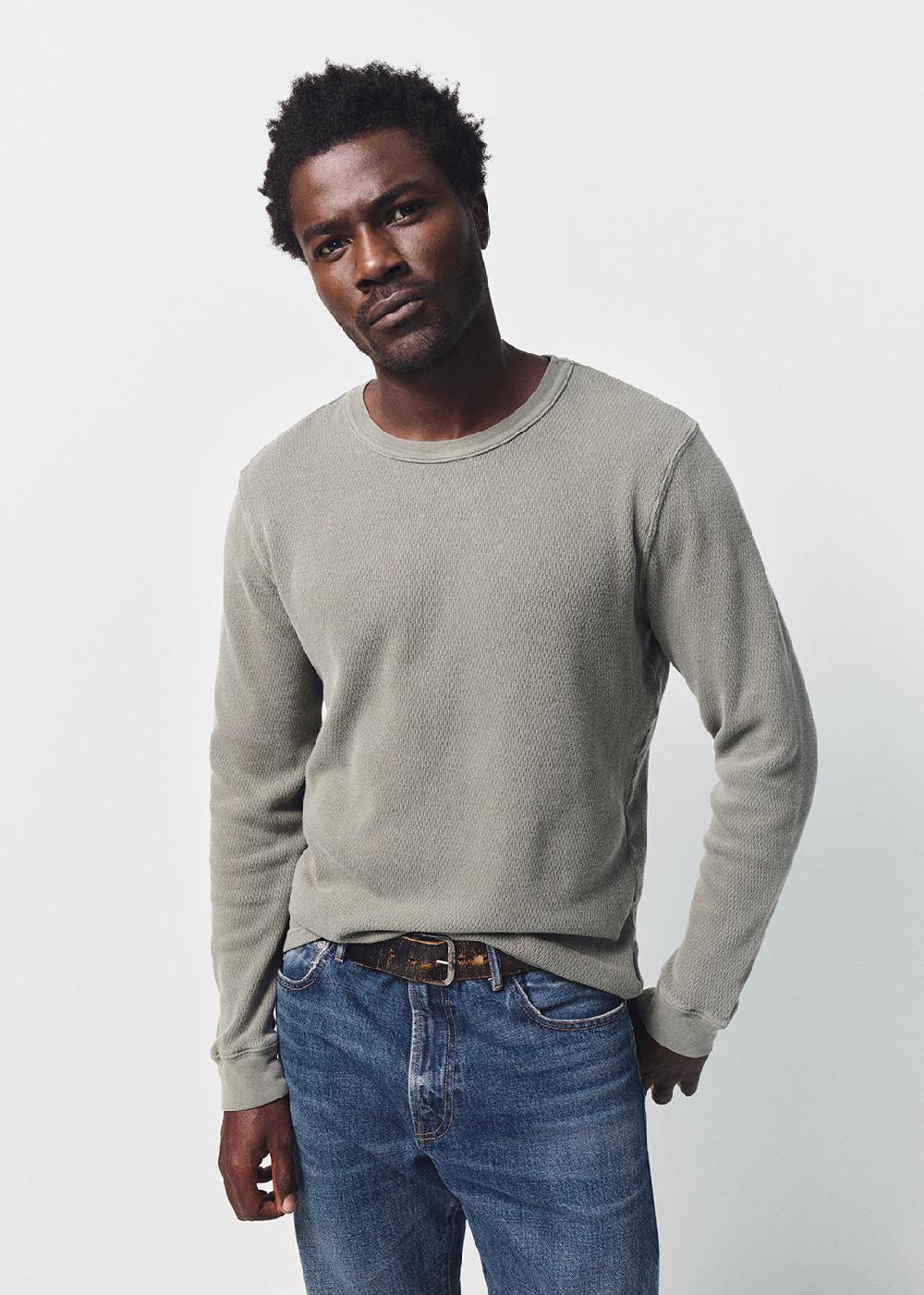 gold sign Waffle Crewneck In Fatigue