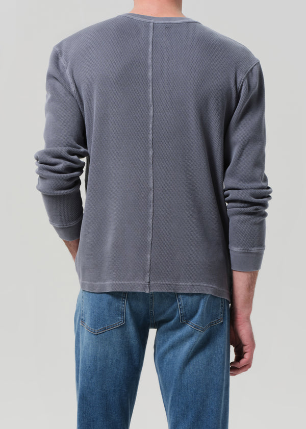 Gold Sign Waffle Crewneck In Grey