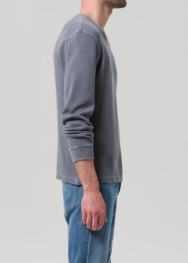 Gold Sign Waffle Crewneck In Grey