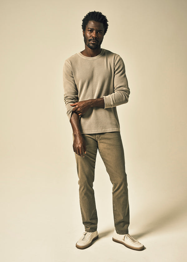 Gold Sign Waffle Crewneck In Pelican