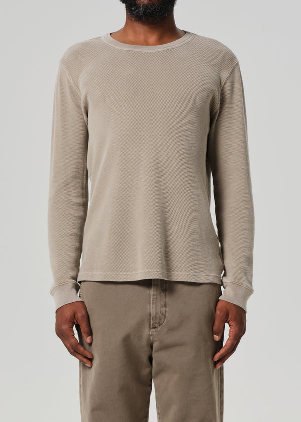 Gold Sign Waffle Crewneck In Pelican