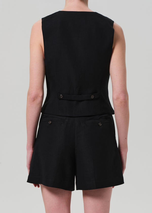 Gold Sign Waistcoat Linen Twill In Black