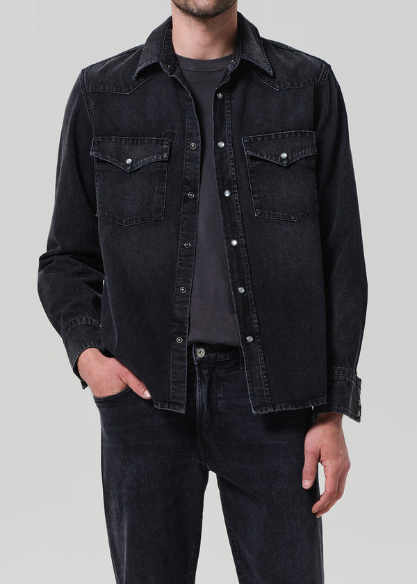 Gold Sign Western Shirt In Vintage Black