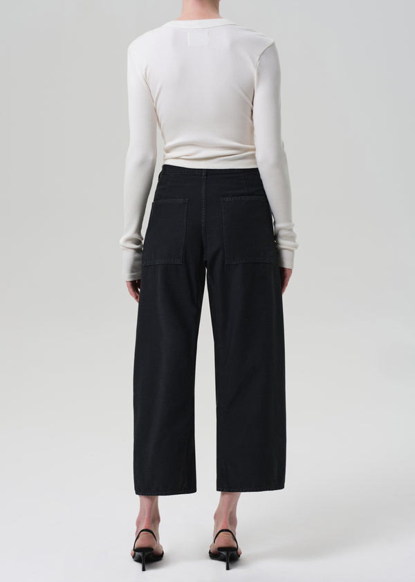 Gold Sign Ines Crop Utility Trouser In Washed Black