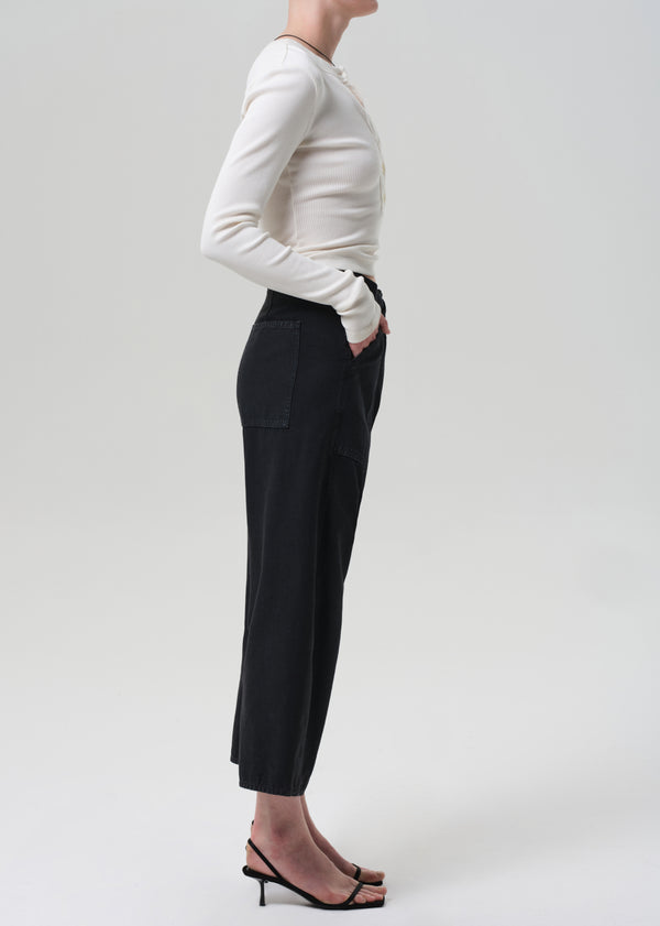 Gold Sign Ines Crop Utility Trouser In Washed Black