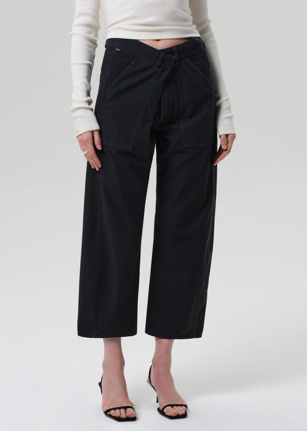 Gold Sign Ines Crop Utility Trouser In Washed Black