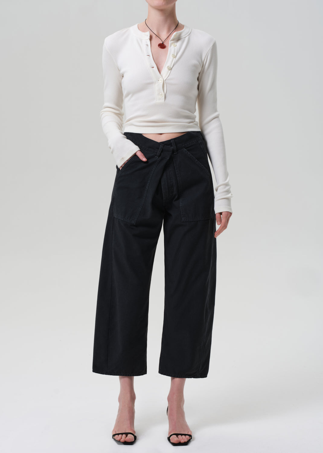 gold sign Ines Crop Utility Trouser In Washed Black