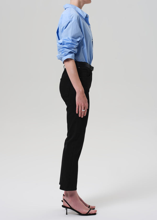 Gold Sign Isola Mid Rise Cropped Boot In Plush Black