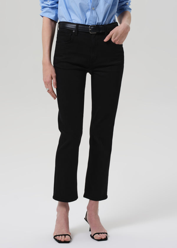 Gold Sign Isola Mid Rise Cropped Boot In Plush Black