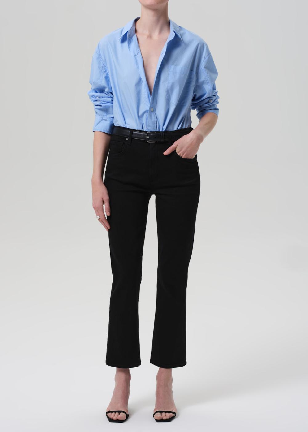 gold sign Isola Mid Rise Cropped Boot In Plush Black