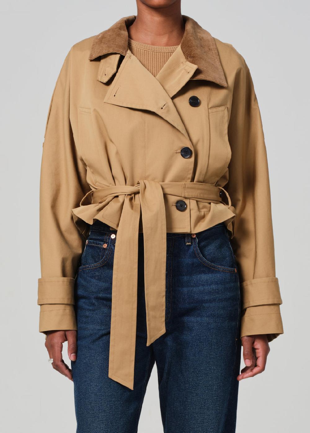 gold sign Kiernen Cropped Barn Jacket In British Tan