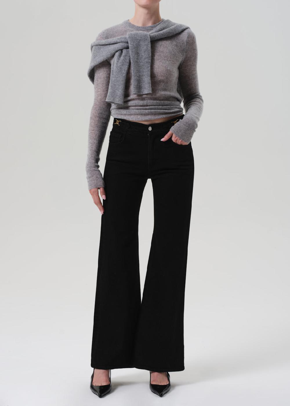 gold sign Kimberly Flare With Horsebit In Rich Black