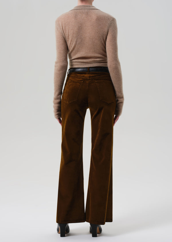 Gold Sign Kimberly Patch Pocket Flare Velvet In Golden