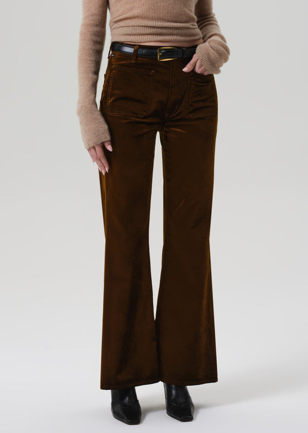 Gold Sign Kimberly Patch Pocket Flare Velvet In Golden