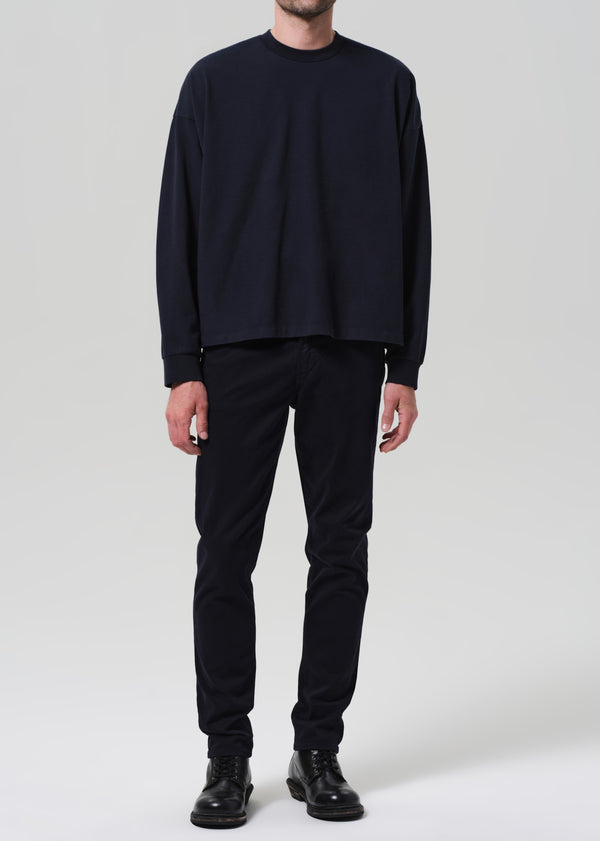 Gold Sign London Tapered Slim Brushed Sateen In Deep Navy