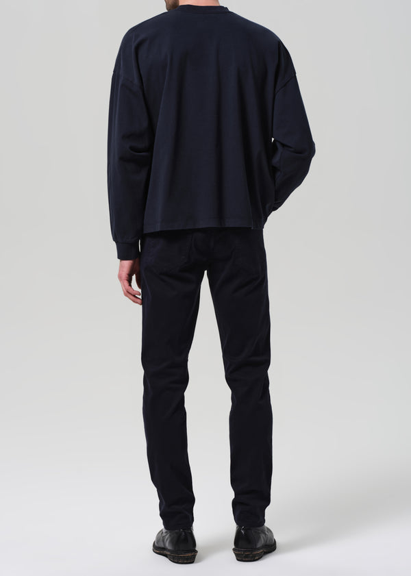 Gold Sign London Tapered Slim Brushed Sateen In Deep Navy