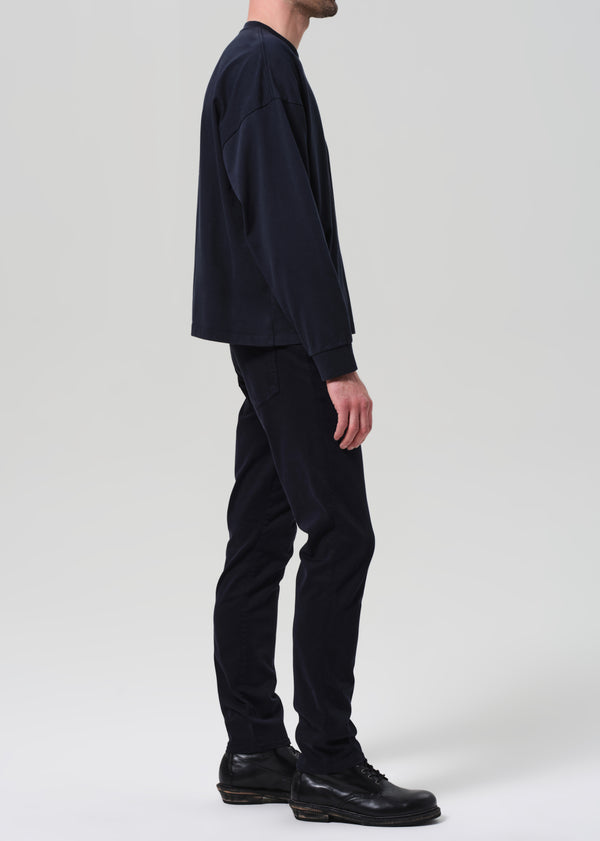 Gold Sign London Tapered Slim Brushed Sateen In Deep Navy