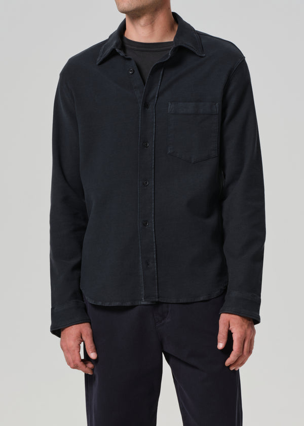 Gold Sign Luca Bucket Dye Shirt French Terry In Washed Black