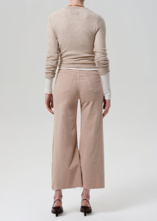 Gold Sign Lyra Wide Leg Crop Corduroy In Pale Stone