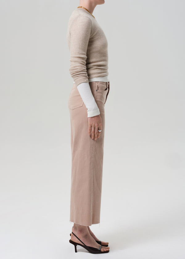 Gold Sign Lyra Wide Leg Crop Corduroy In Pale Stone