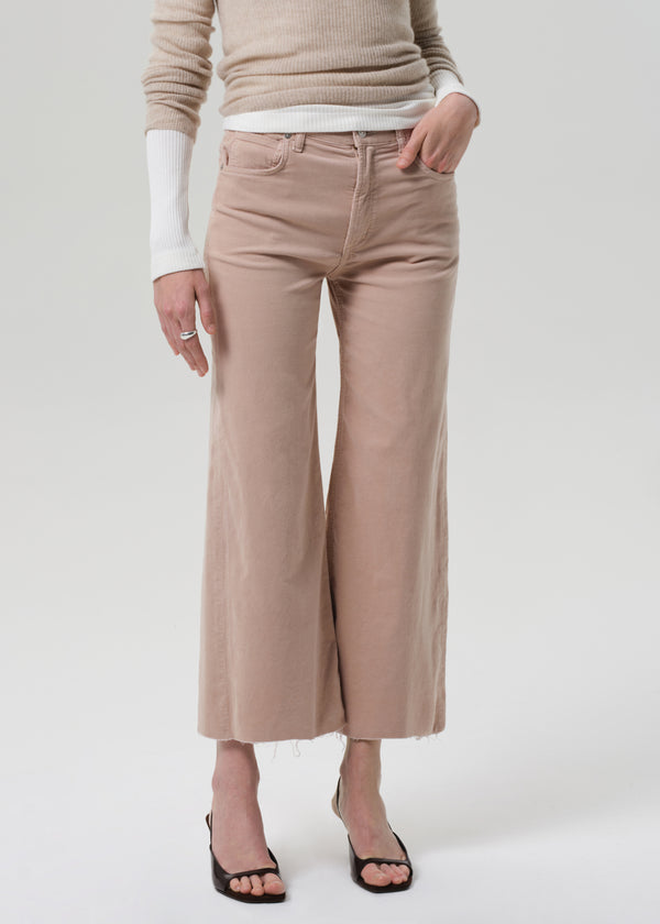 Gold Sign Lyra Wide Leg Crop Corduroy In Pale Stone