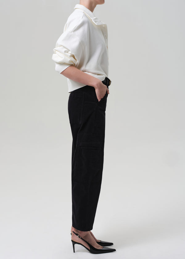 Gold Sign Marcelle Low Slung Easy Cargo Corduroy In Charcoal